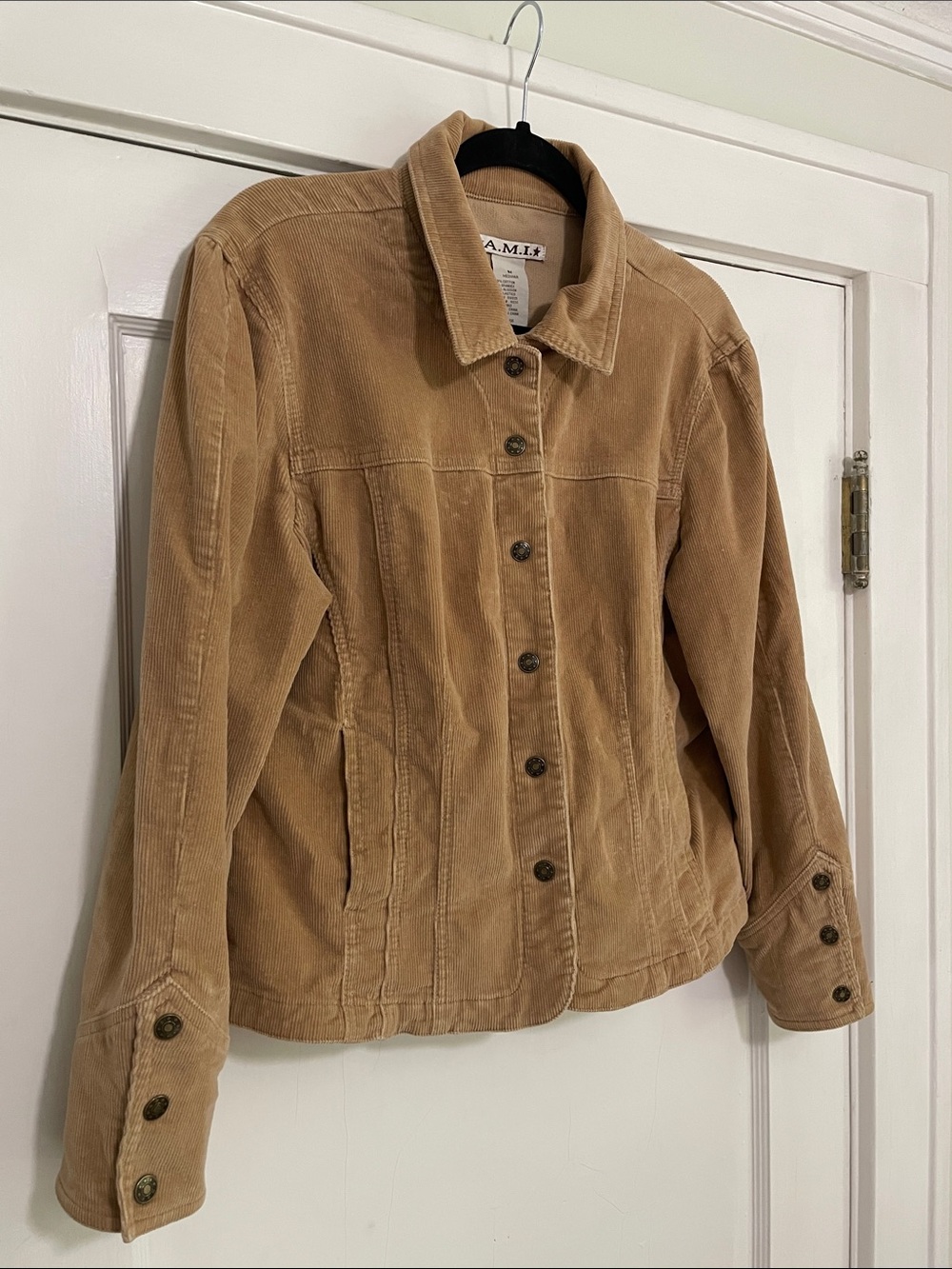 Vintage Women's Western Corduroy Snap Button-Front Jacket in Light Brown Khaki